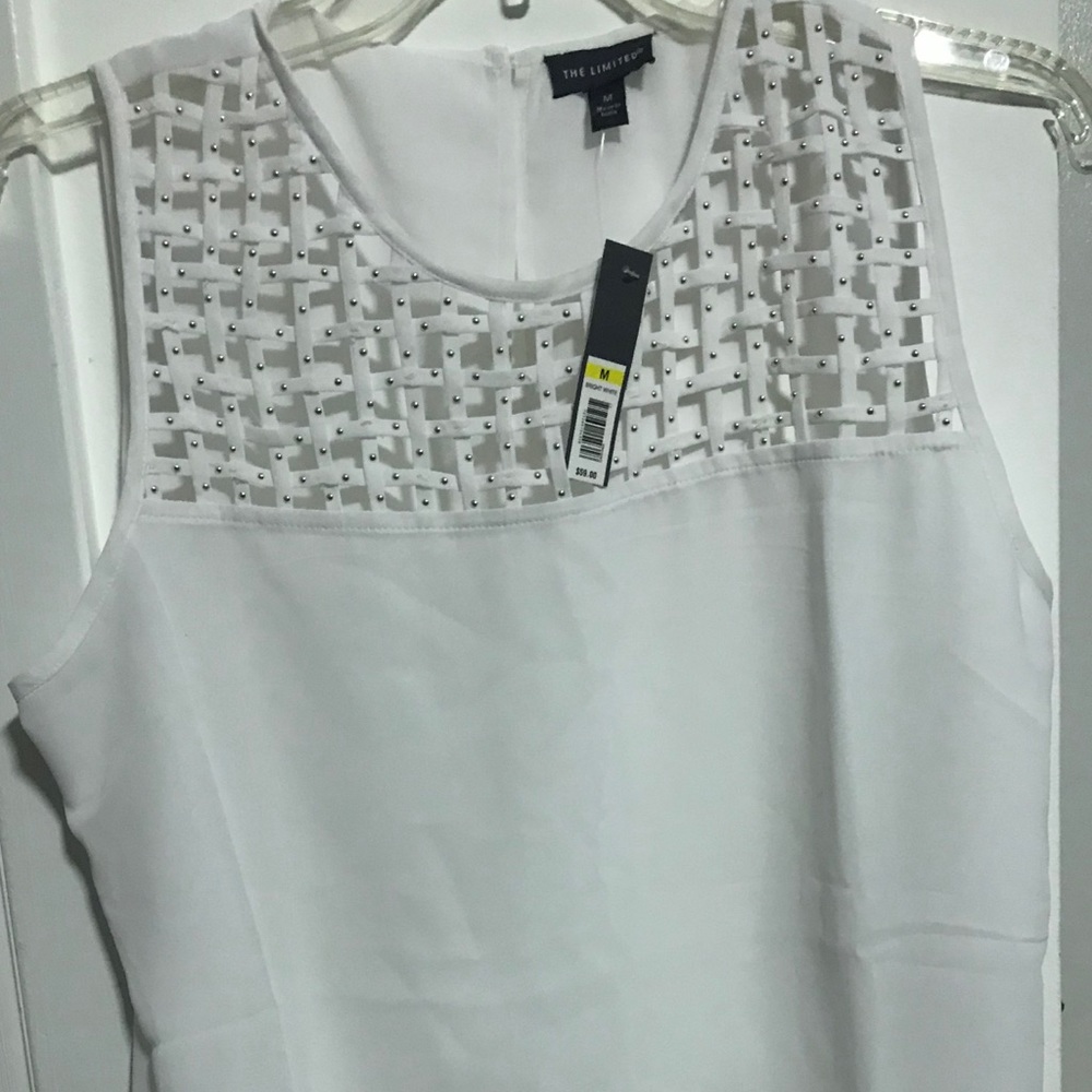 The Limited - Bright white sleeveless blouse with small studs